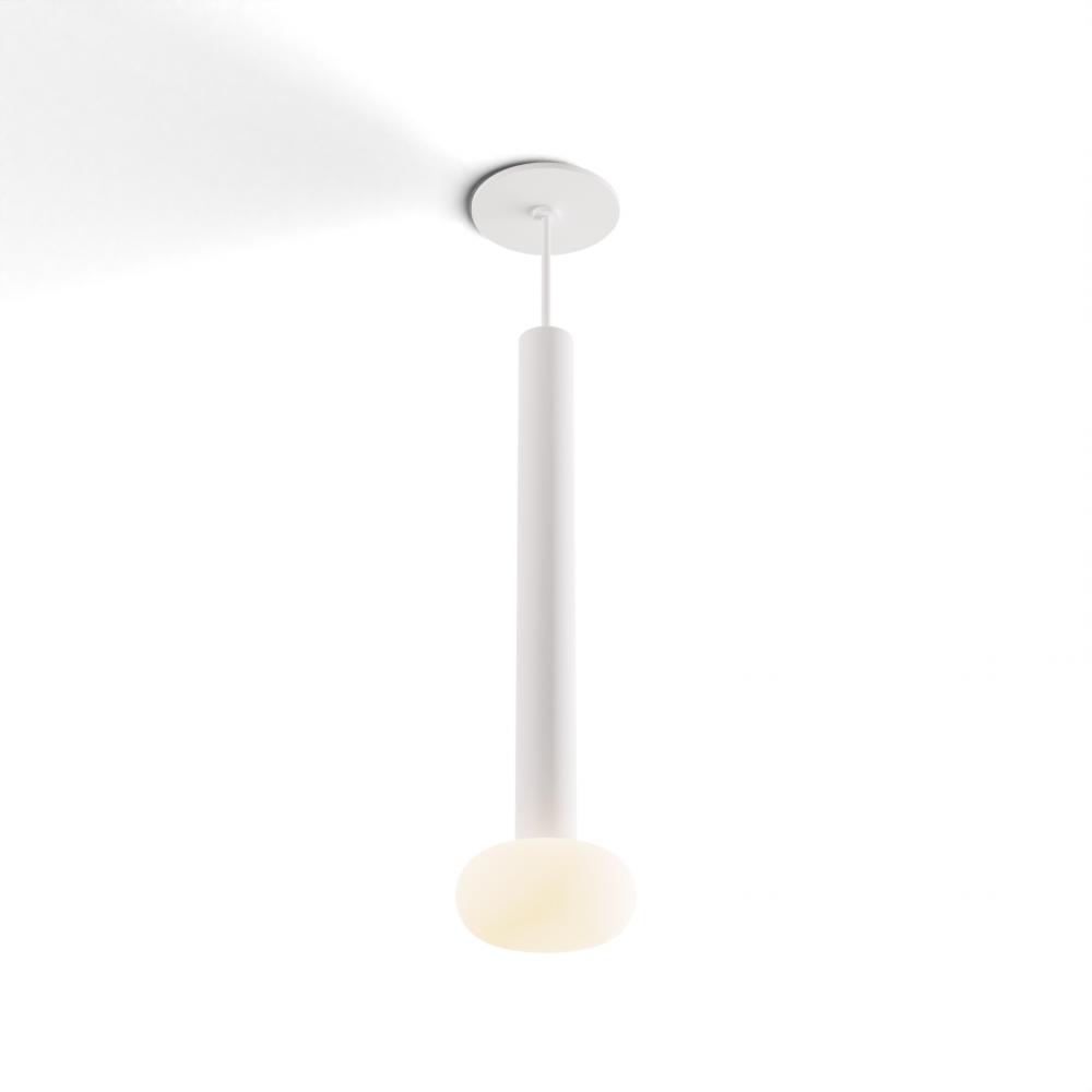 Combi Pendant 16&#34; Single Unit Matte White with Matte White Canopy, Glass Ball attachment, Suspen
