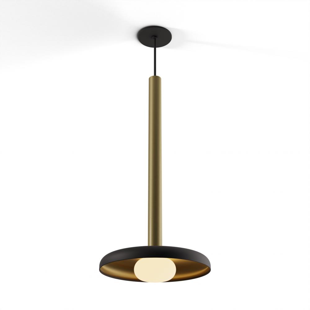 Combi Pendant 24&#34; Single Unit Brass with Matte Black Canopy