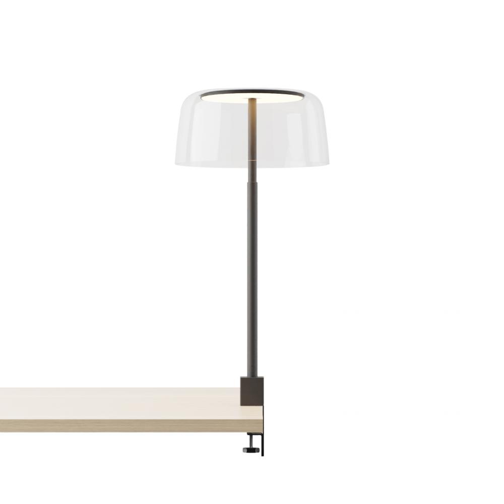 Yurei Co-Working Lamp (Matte Black) Edge Clamp with 14&#34; Acrylic Shade, Clear