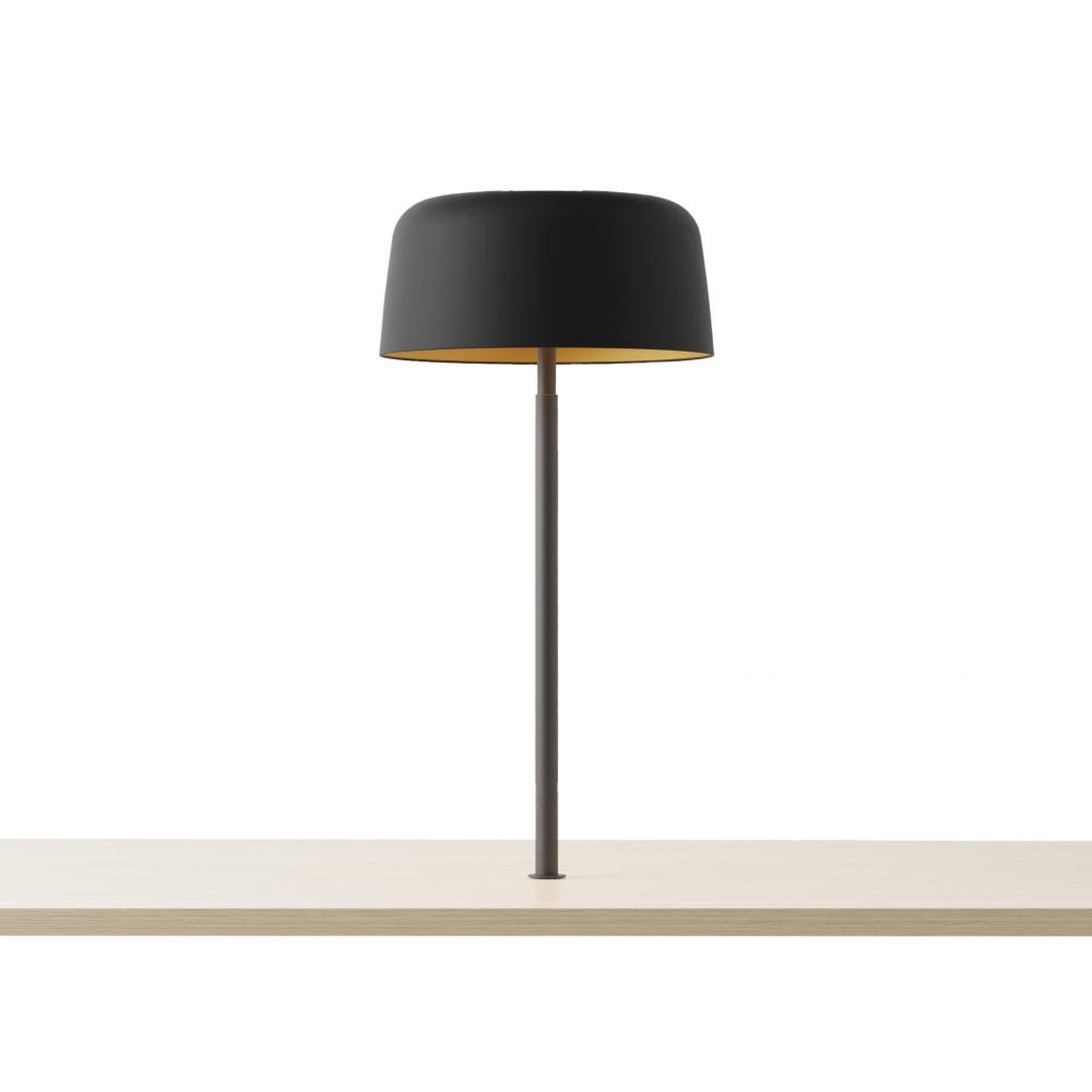 Yurei Co-Working Lamp (Matte Black) with 14&#34; Matel Shade, Matte Black w/ Gold Interior