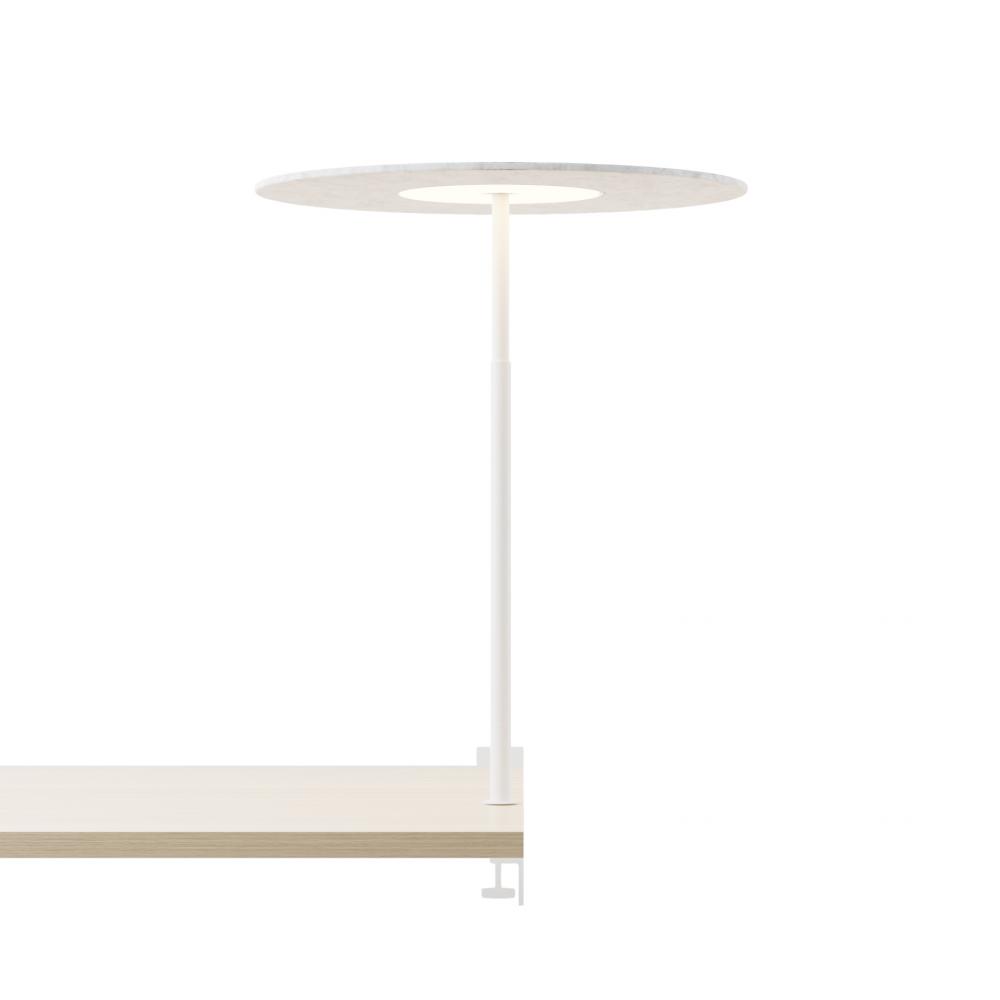 Yurei Co-Working Lamp (Matte White) Edge Clamp with Acoustic Shade, Light Marble