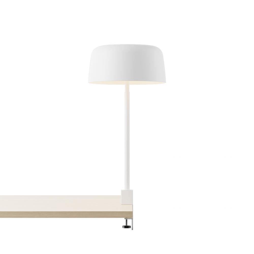 Yurei Co-Working Lamp (Matte White) Edge Clamp with 14&#34; Metal Shade, Matte White