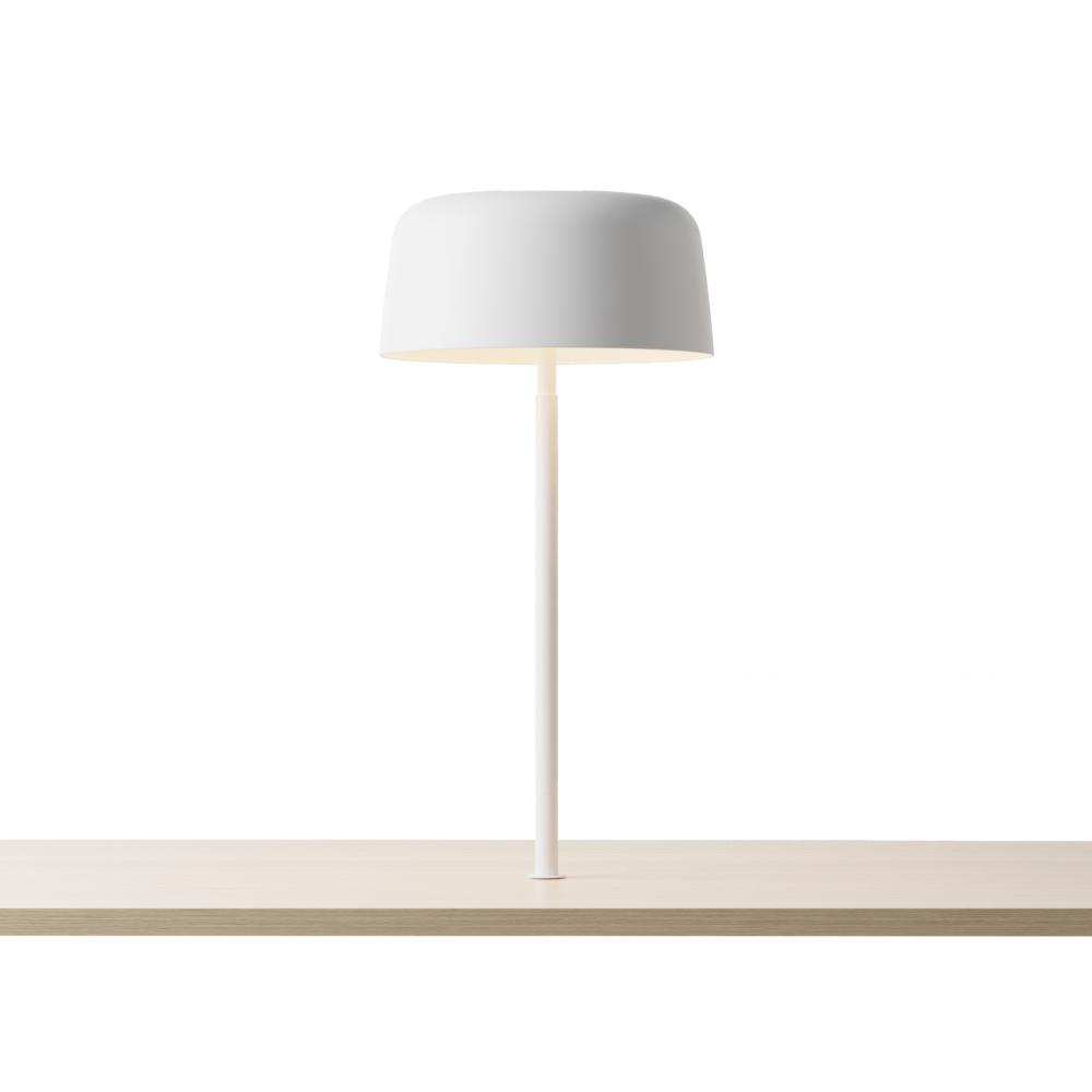 Yurei Co-Working Lamp (Matte White) with 14&#34; Metal Shade, Matte White