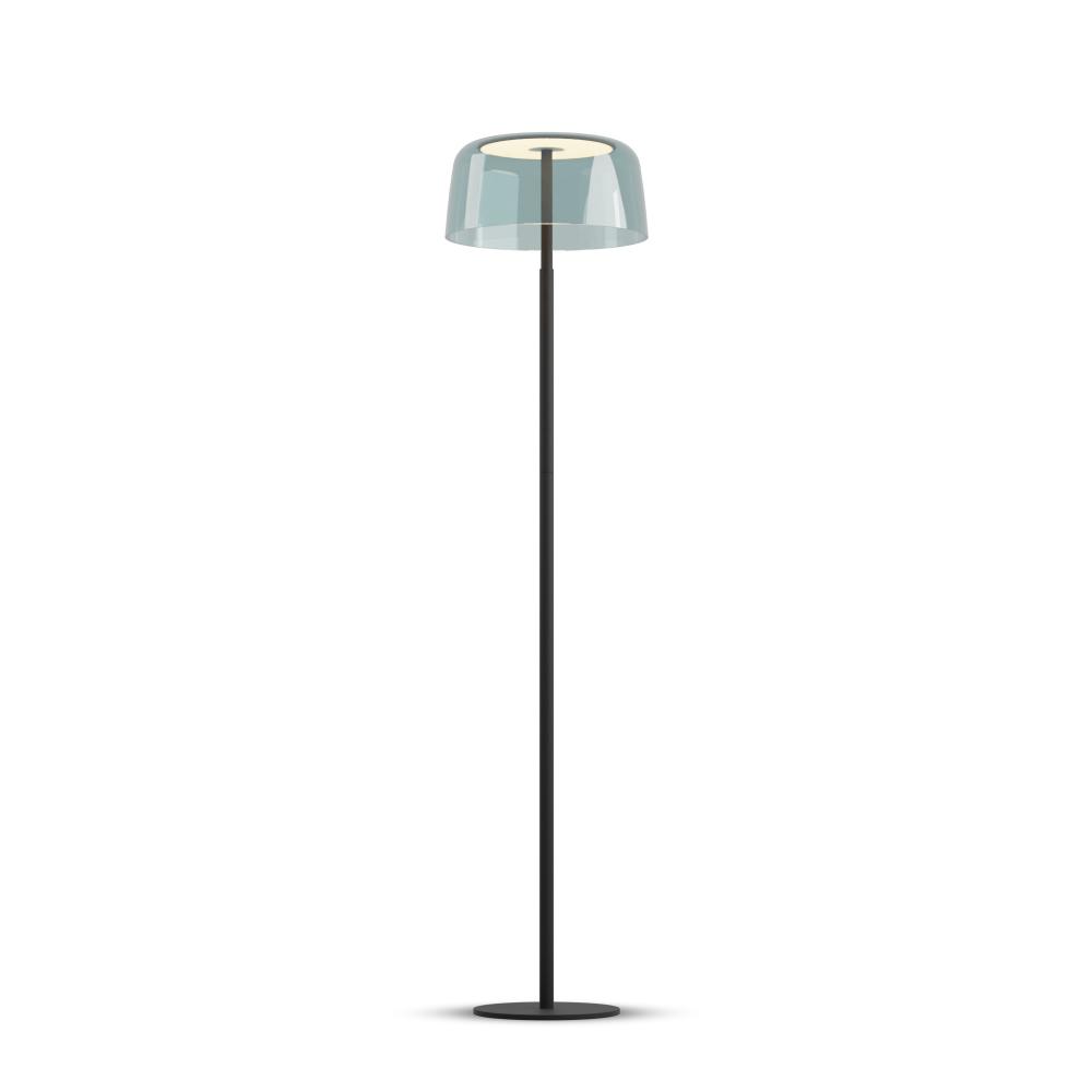 Yurei Floor Lamp (Matte Black) with 14&#34; Acrylic Shade, Blue