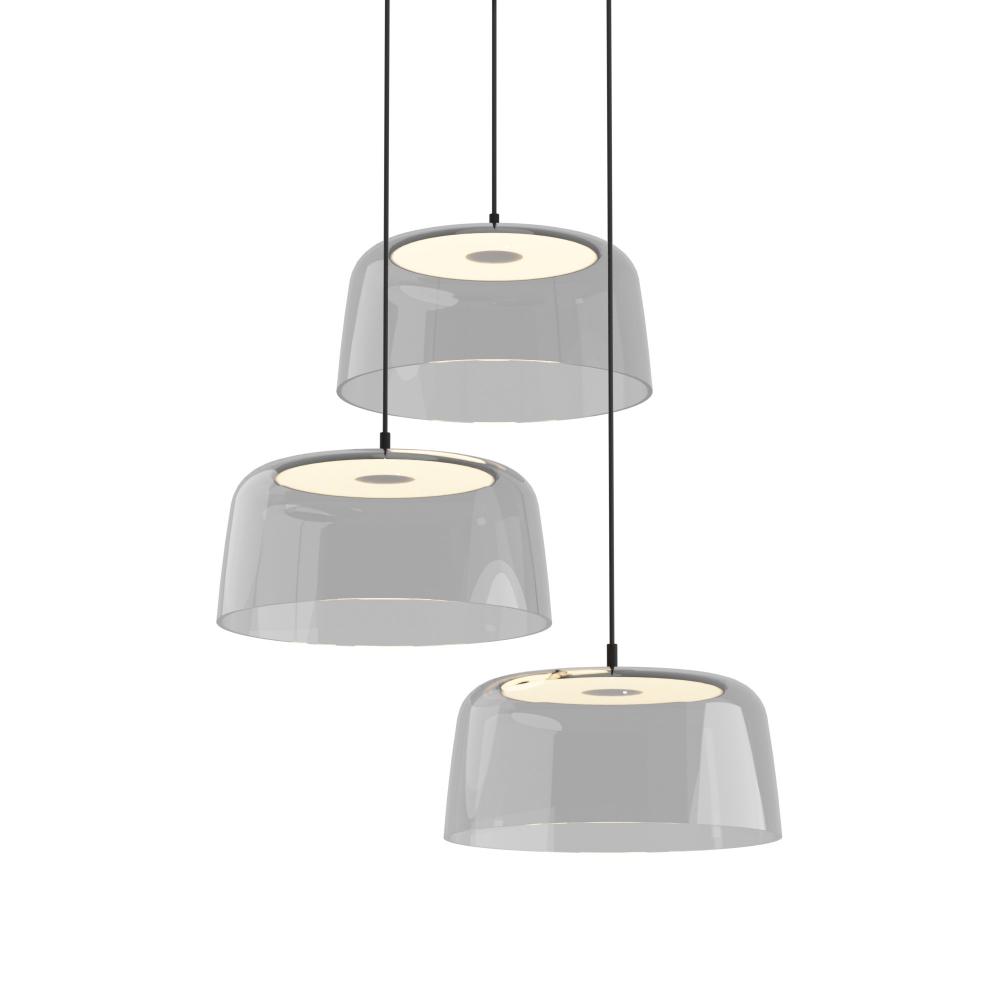 Yurei Circular 3 Pendant Lamp (Matte Black) with 14&#34; Acrylic Shade, Clear