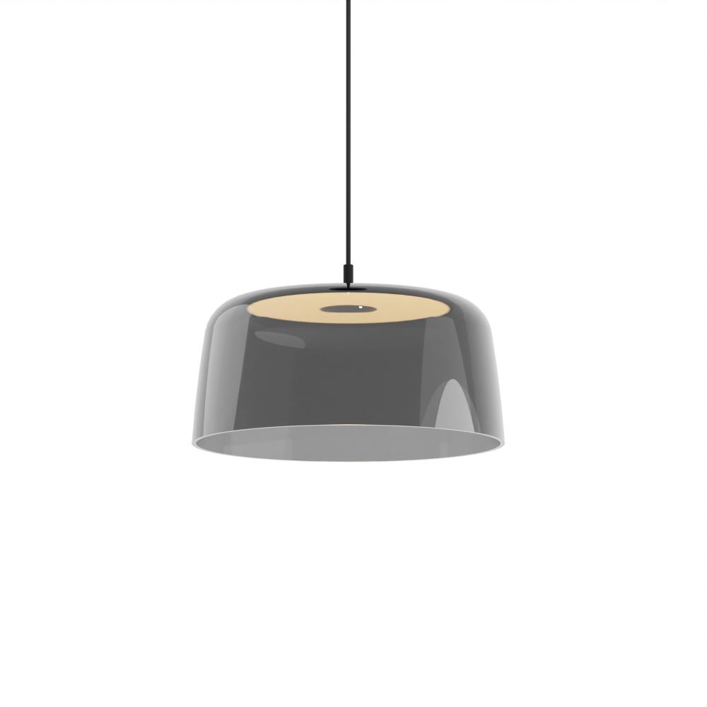 Yurei Single Pendant Lamp (Matte Black) with 14&#34; Acrylic Shade, Dark Gray