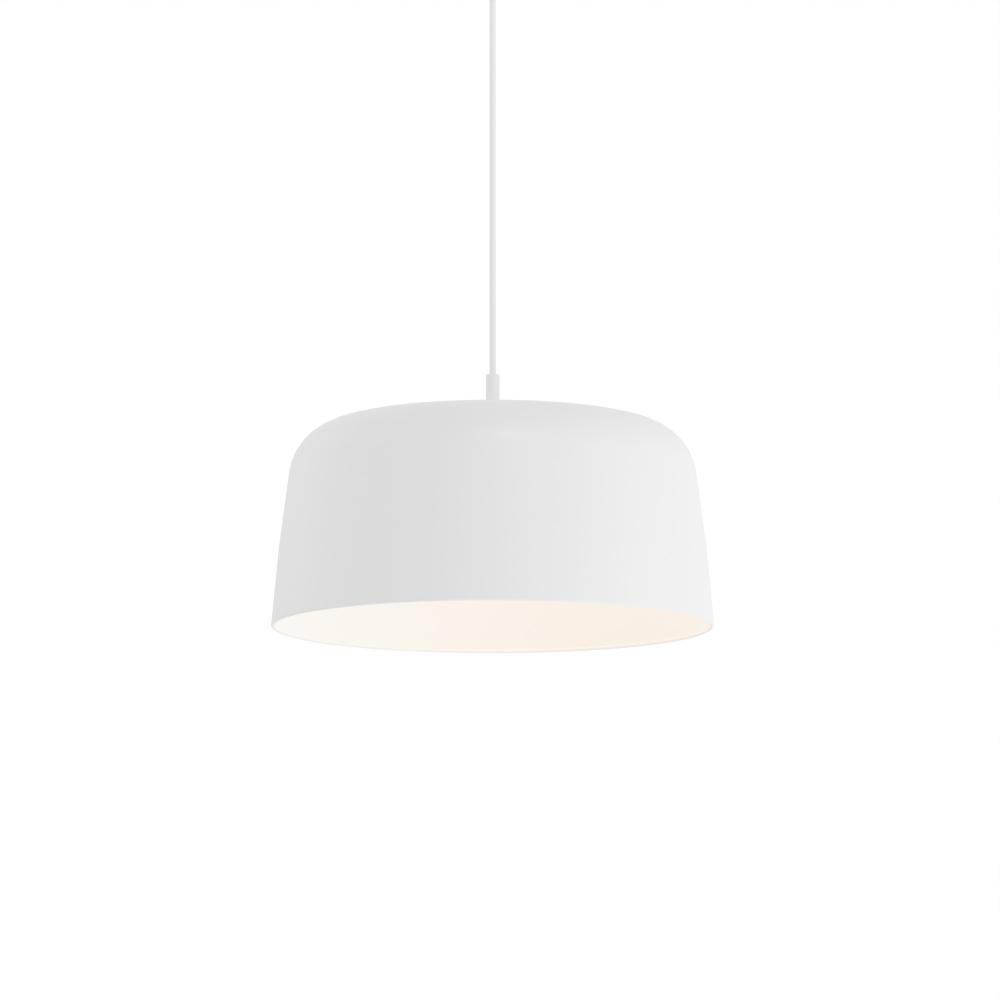 Yurei Single Pendant Lamp (Matte White) with 14&#34; Metal Shade, Matte White