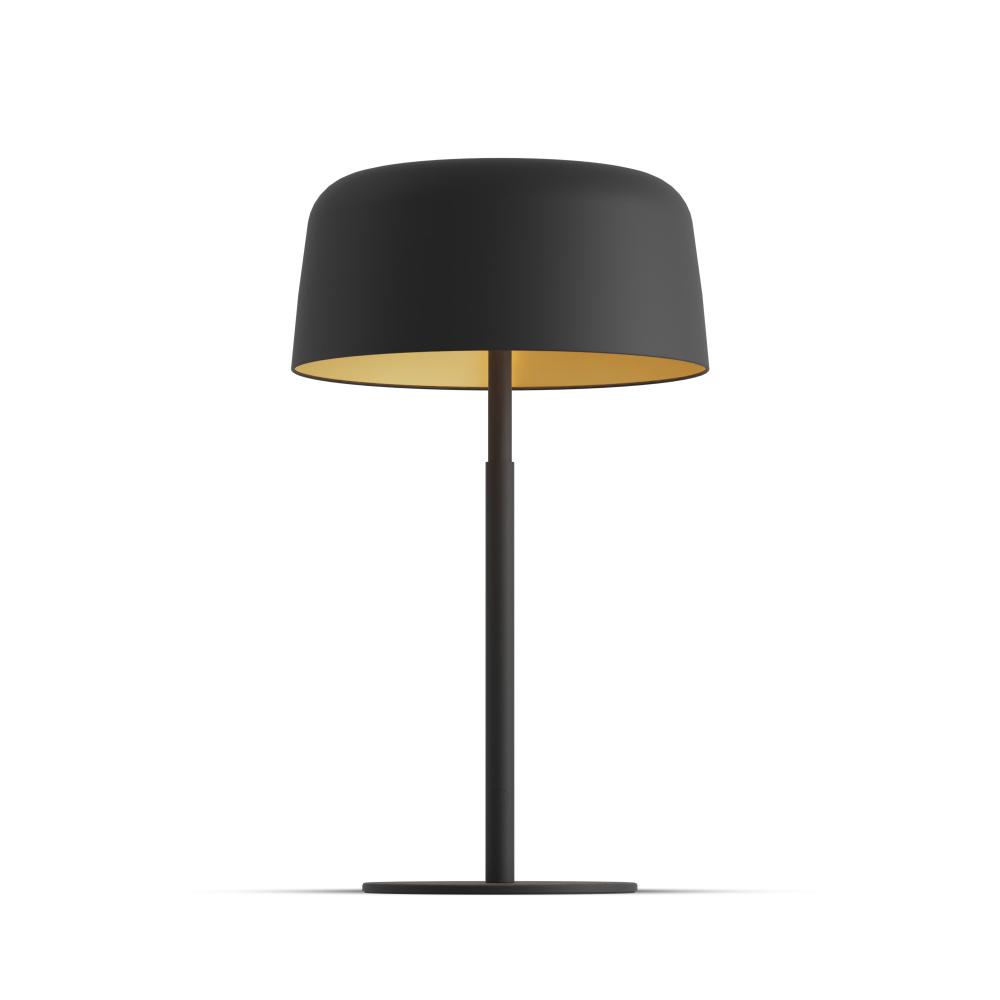 Yurei Table Lamp (Matte Black) with 14&#34; Matel Shade, Matte Black w/ Gold Interior
