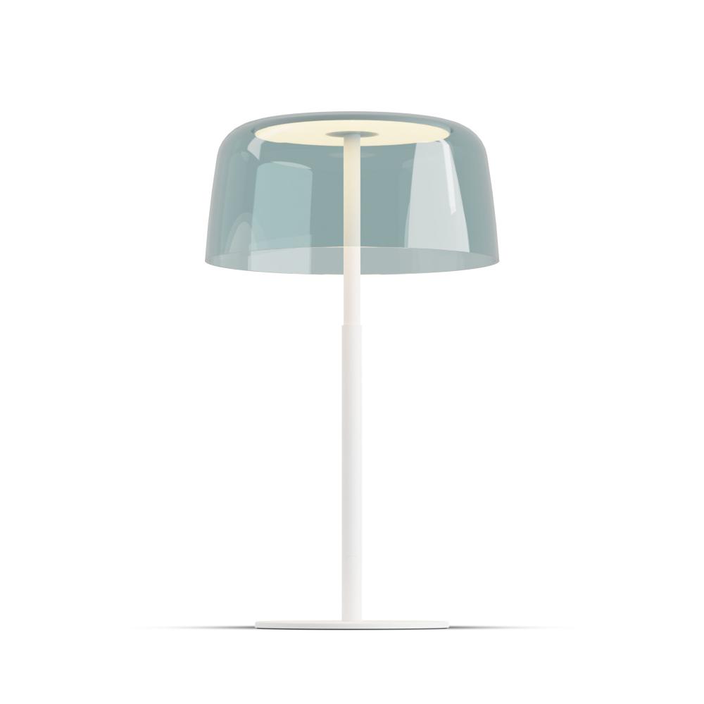 Yurei Table Lamp (Matte White) with 14&#34; Acrylic Shade, Blue
