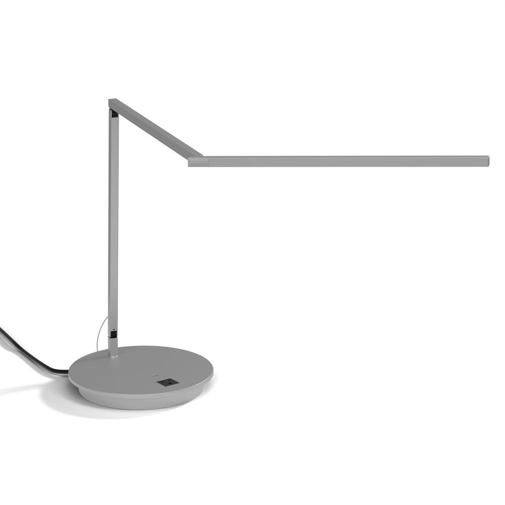 Z-Bar Desk Lamp Gen 4 (Daylight White Light; Silver) with 9&#34; Power Base (USB and AC outlets)