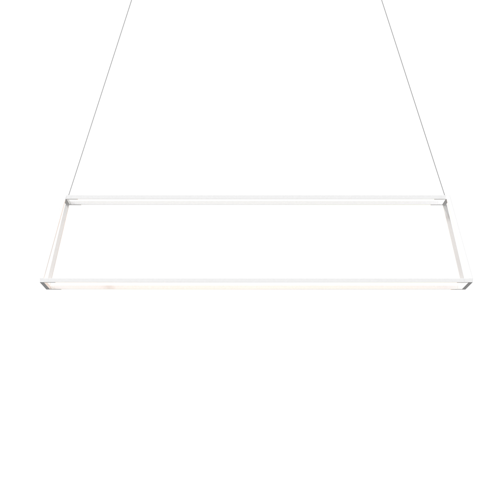 Z-Bar Pendant Rise Large Rectangle, Soft Warm, Matte White, 56&#34; x 14&#34; x 12&#34;