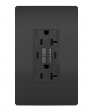 Legrand Radiant 2097TRWRUSBCCBK - radiant Tamper-Resistant Weather-Resistant Duplex Self-Test GFCI with USB Type A/C Outlet, Black