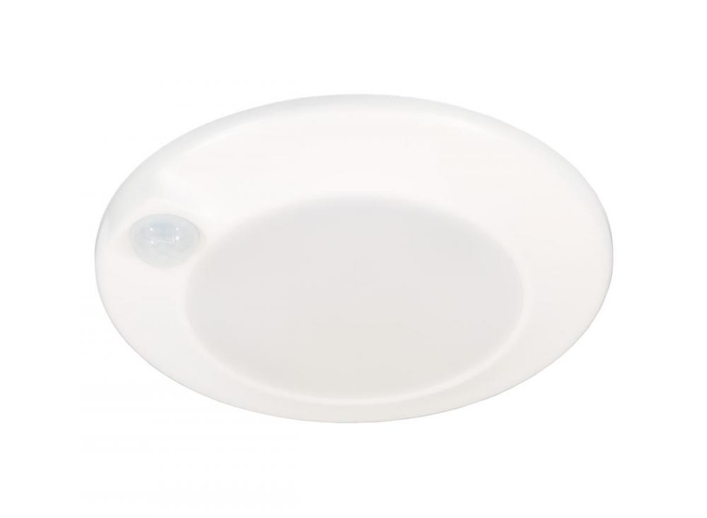 JESCO Flush Mount LED 4&#34; Round Disk w PIR 10W 5CCT 90CRI WH