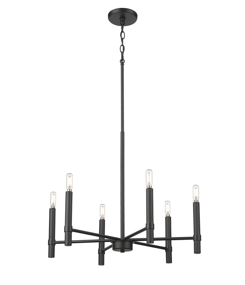 Skyva 24.25&#34; Wide 6-Light Chandelier - Matte Black