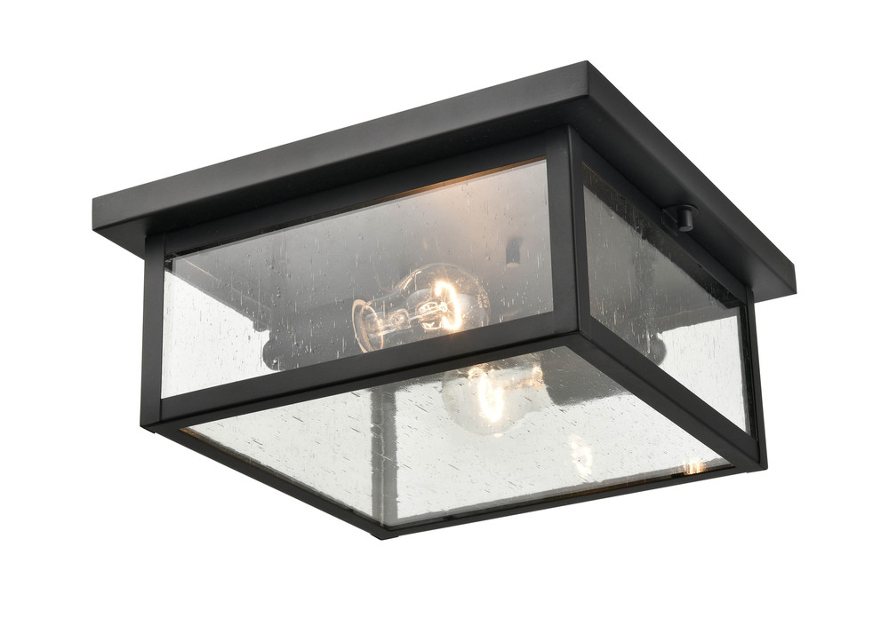 Evanton 2-Light Outdoor Flush Mount Powder Coated Black