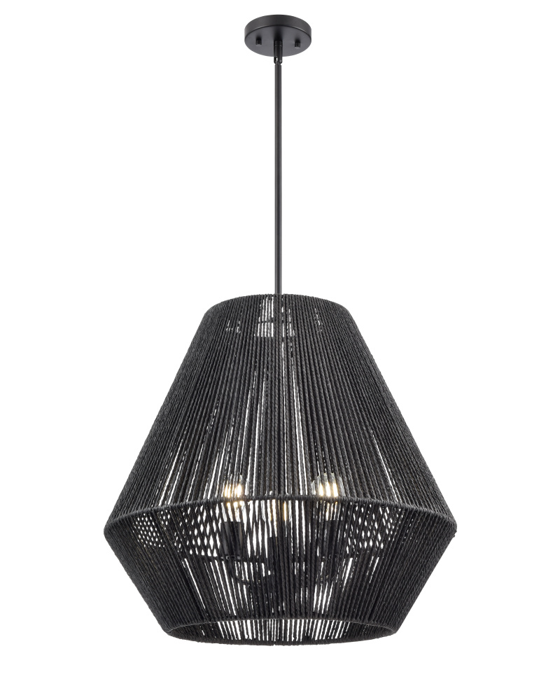 Elise 22&#34; Wide 3-Light Pendant - Matte Black