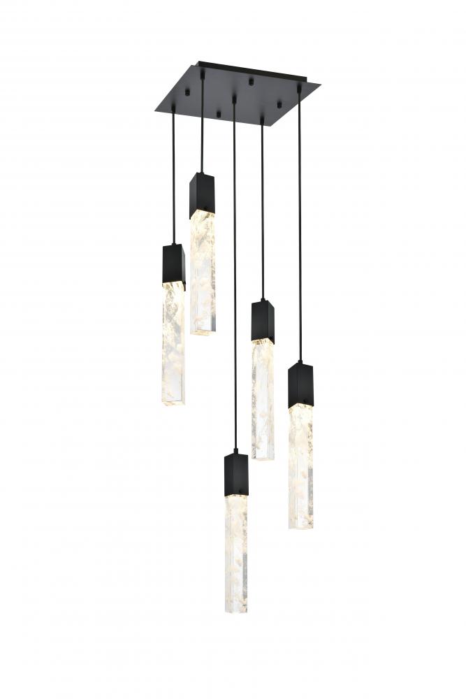 Pendant L16&#34;W16&#34;H24&#34;L5 Black