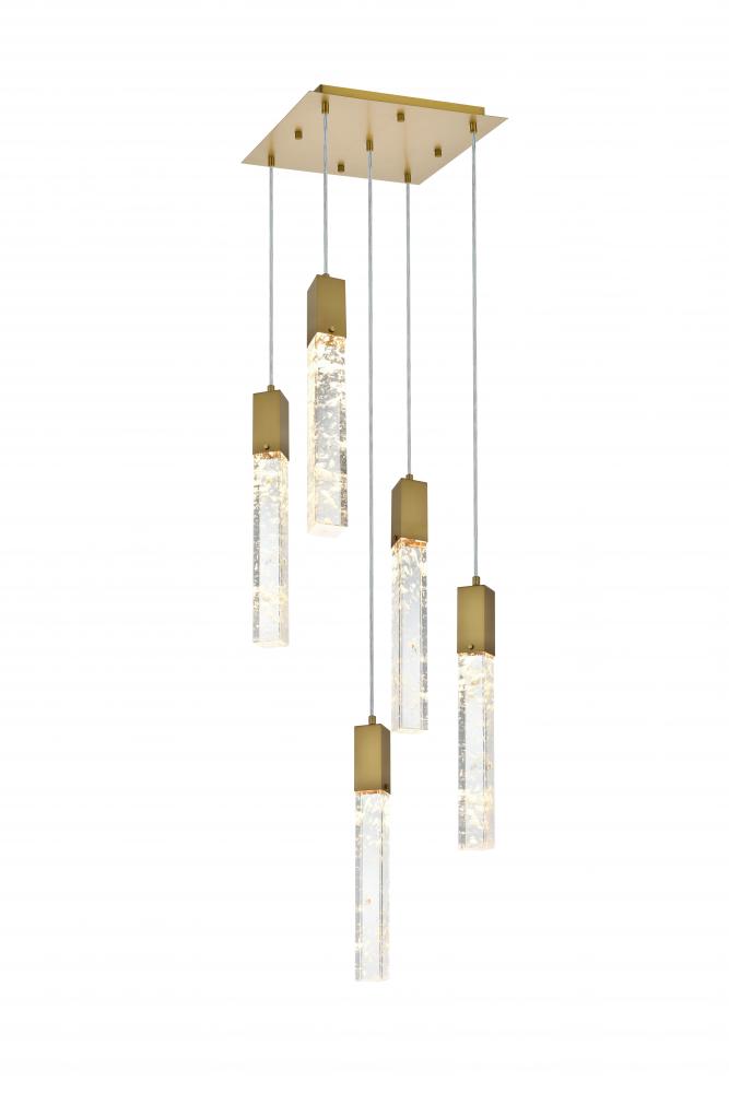 Pendant L16&#34;W16&#34;H24&#34;L5 Satin Gold