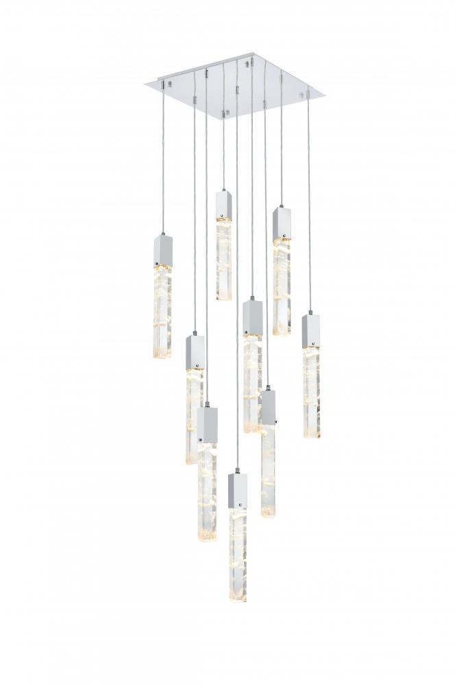 Pendant L20&#34;W20&#34;H24&#34;L9 Chrome