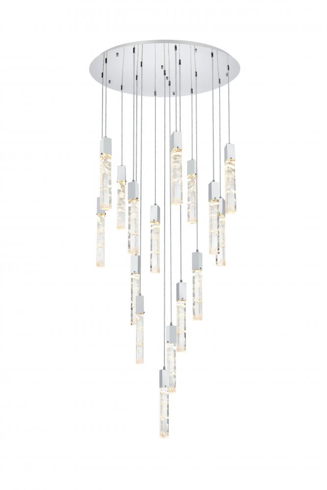Pendant D36&#34;H24&#34;L16 Chrome