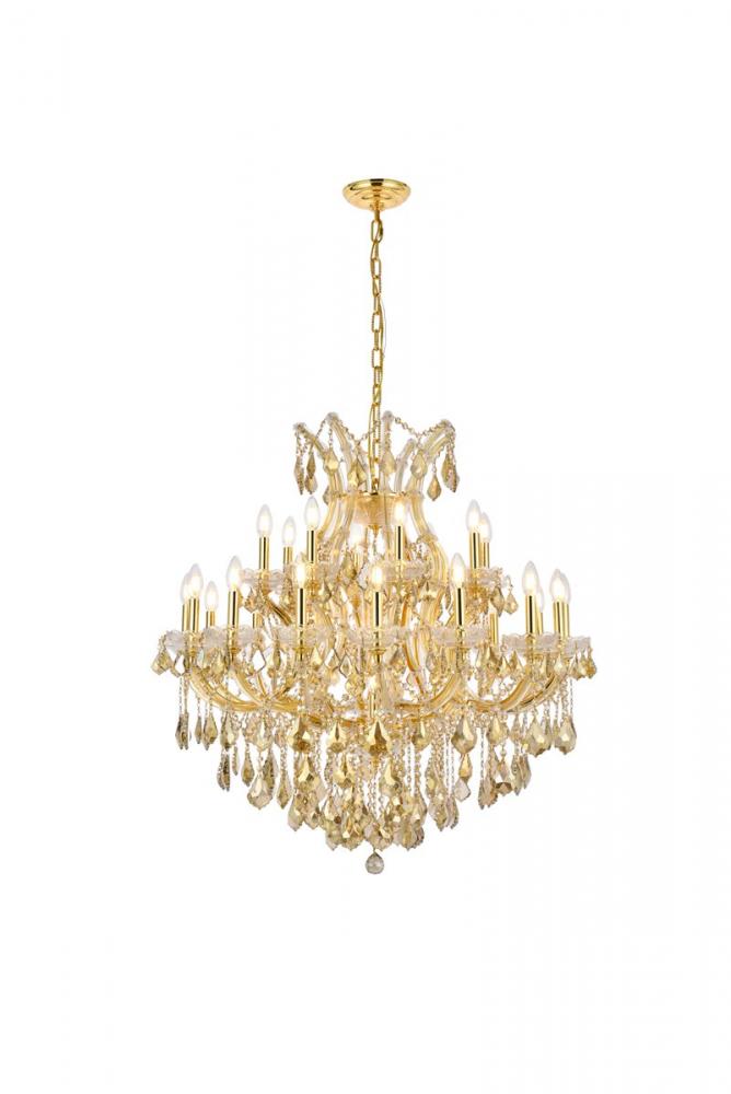 Maria Theresa 24 Light Gold Chandelier Golden Teak (Smoky) Royal Cut Crystal