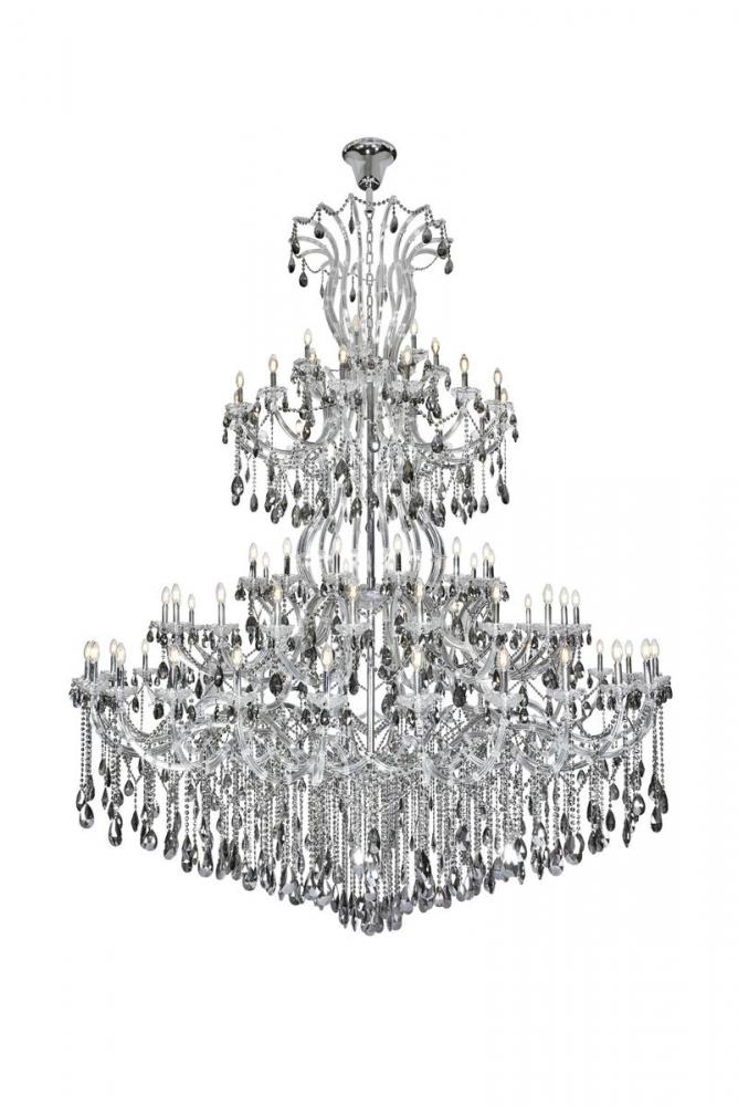 Maria Theresa 84 Light Chrome Chandelier with Silver Shade Tear Drop Crystals Silver Shade