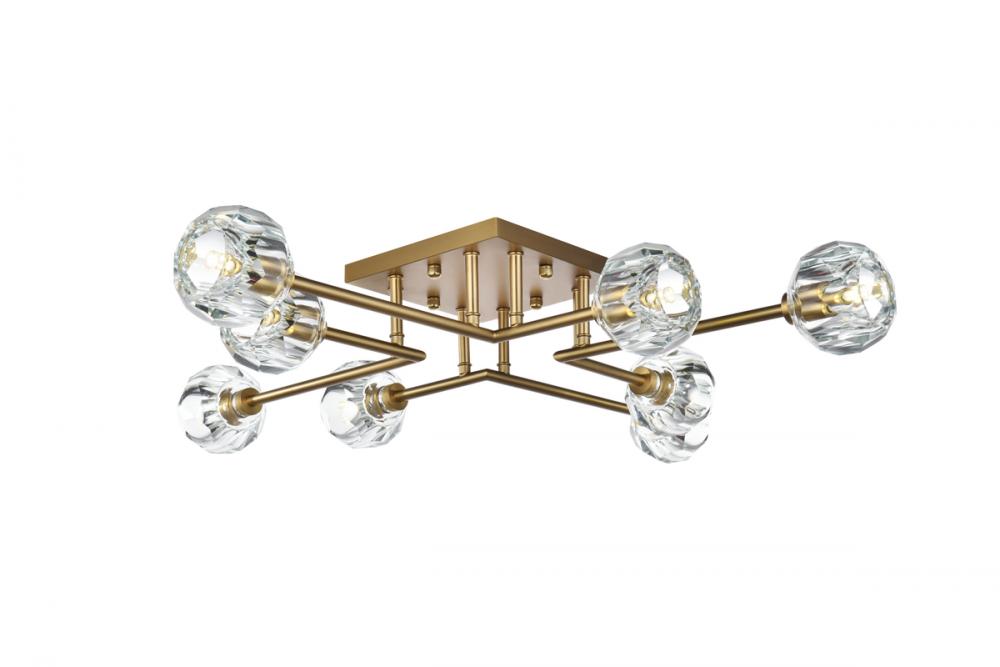 Eren Flush Mount L31&#34; W31&#34; H5.5&#34; L8 Satin Gold