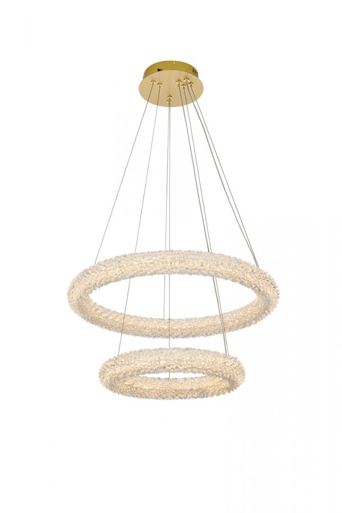 Bowen Hang D24&#34;+D16&#34; LED 56W DIM 3CCT  Satin Gold