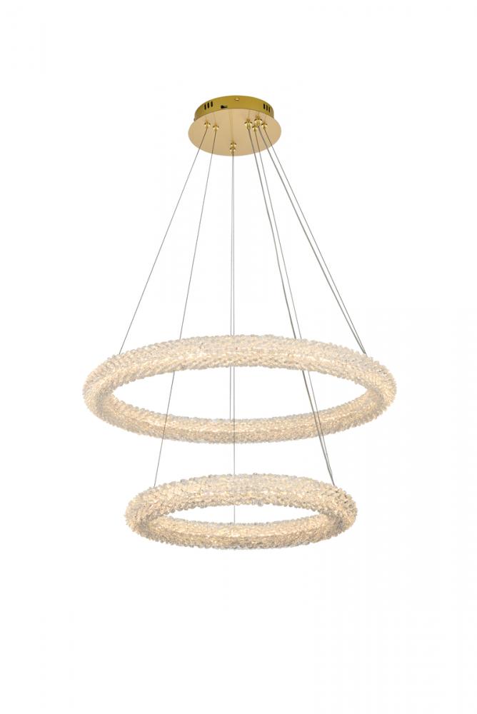 Bowen Hang D28&#34;+D20&#34; LED 64W DIM 3CCT  Satin Gold