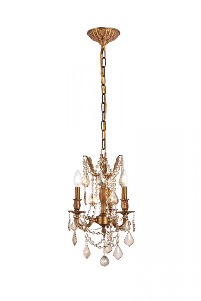 Rosalia 3 light French Gold Pendant Golden Teak (Smoky) Royal Cut Crystal