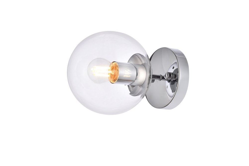 Mimi Wall/Flush mount W5.9&#34;H5.9&#34;E8.3&#34;L1 Chrome CL Glass