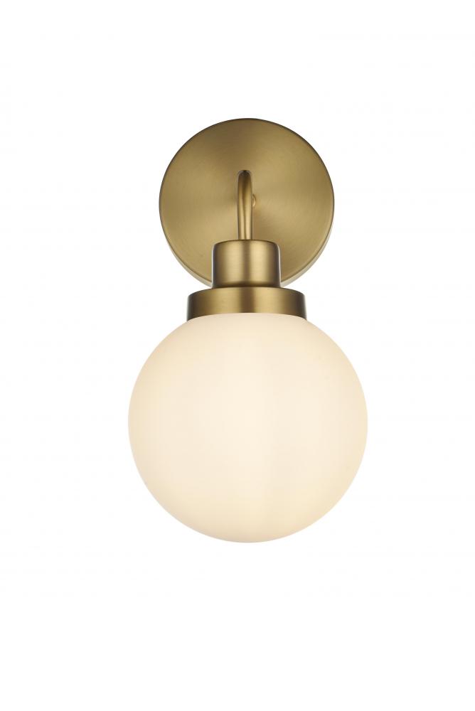 Hanson Wall Sconce L5.9&#34;H11.7&#34;E8.1&#34; W/GL Satin Gold