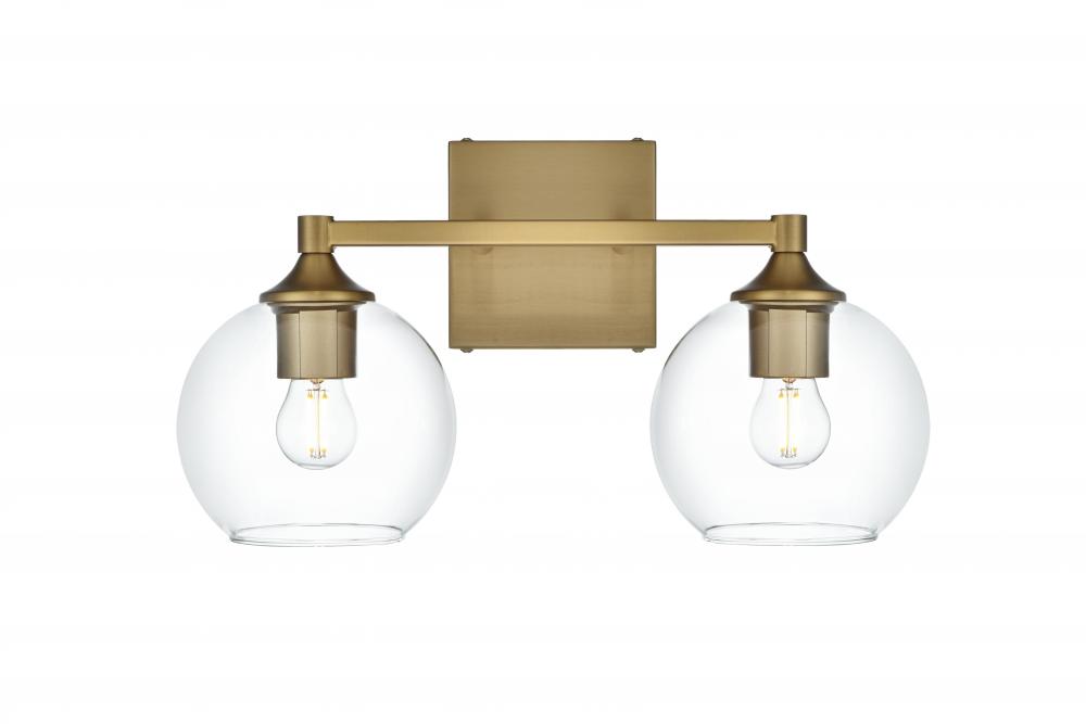 Wall sconce W15.7&#34;x E7.6&#34; x H8.9&#34;L2 Satin Gold frame with Clear glass