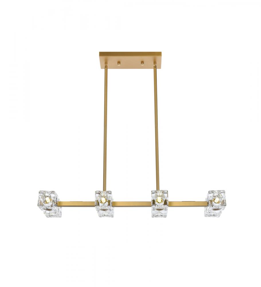 Lyra Pendant L30&#34; W8&#34; H2.5&#34; L8 Satin Gold