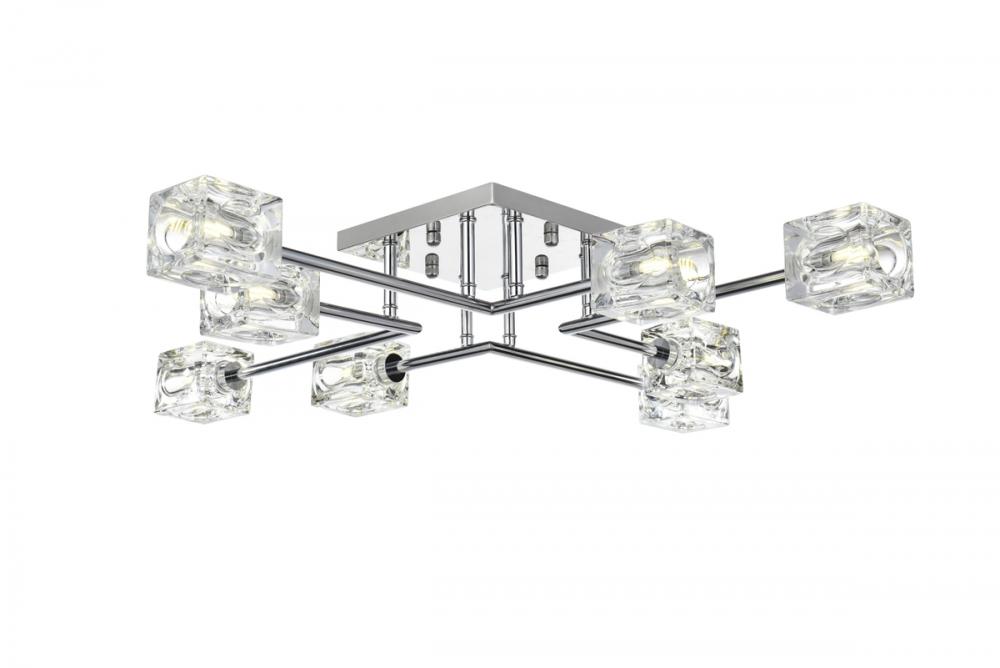 Lyra Flush Mount L31.5&#34; W31.5&#34; H5&#34; L8 Chrome
