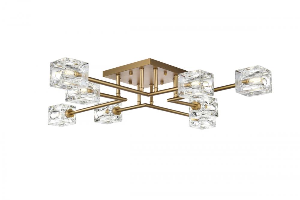Lyra Flush Mount L31.5&#34; W31.5&#34; H5&#34; L8 Satin Gold