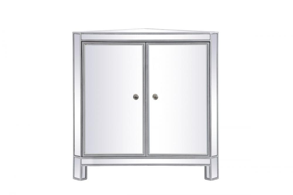 31 inch mirrored corner cabinet in silver