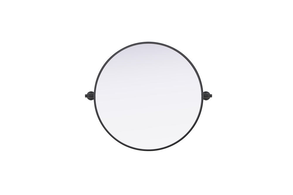 Metal Frame Round Mirror D24&#34; Black