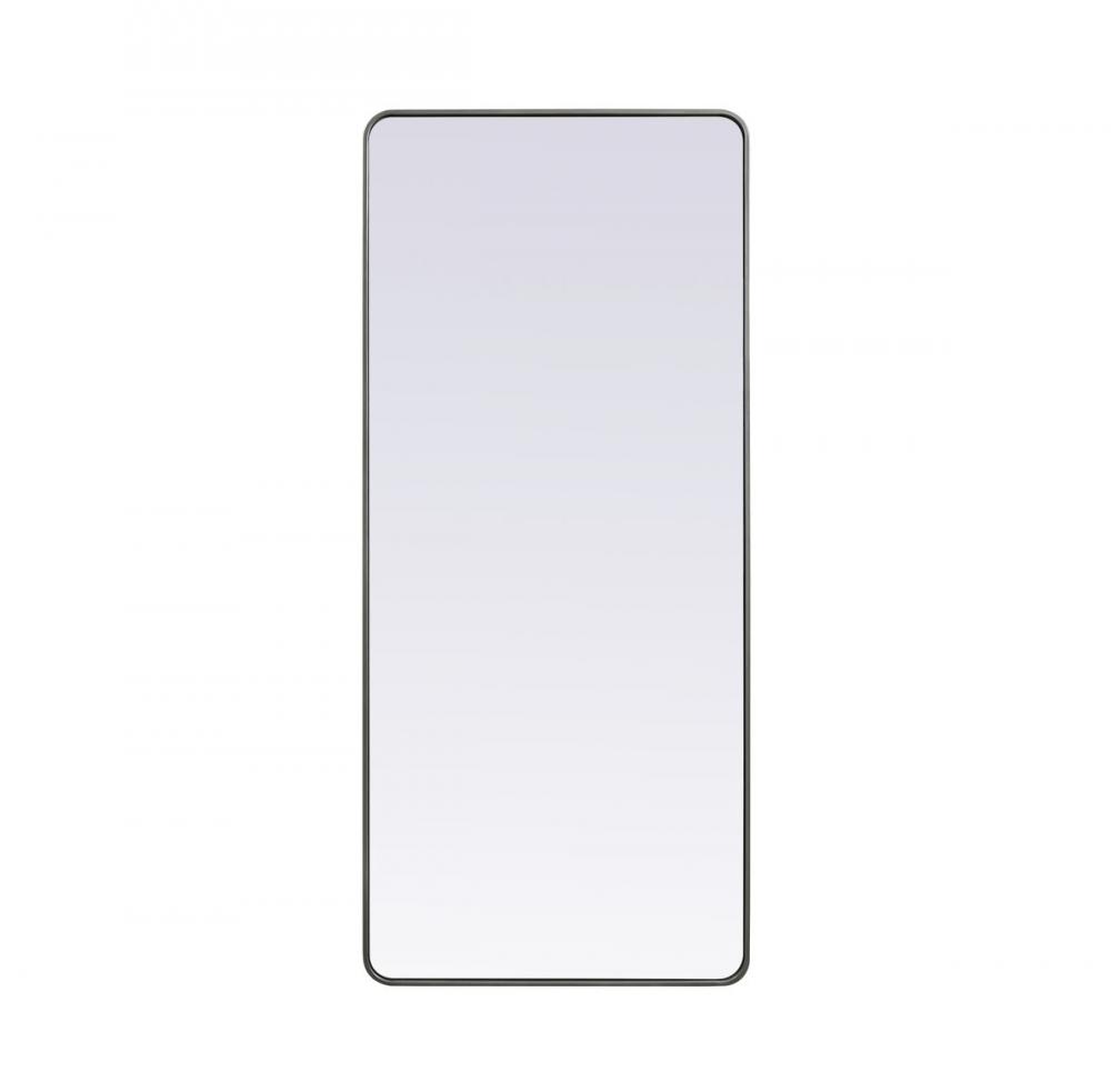 Soft Corner Metal Rectangle Mirror 32x72 Inch in Silver