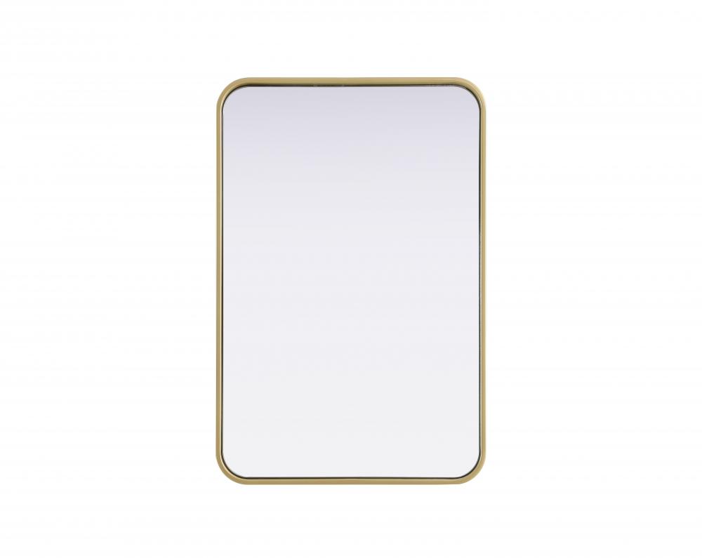 R Corner Mirror 20&#34;x30&#34;x2&#34; Brass