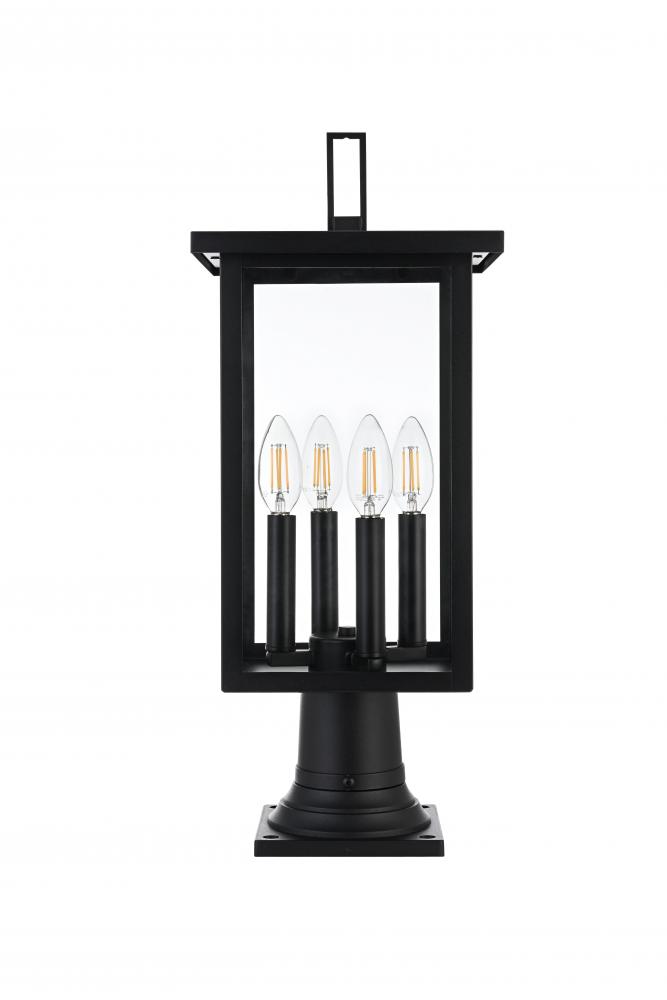 Outdoor Pole Light L9&#34; H21&#34; W9&#34; L4 Black