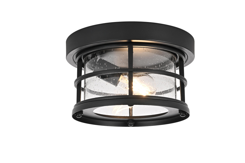 Flush Mount D10&#34;xH5.9&#34; Lt1/E26/60W Black