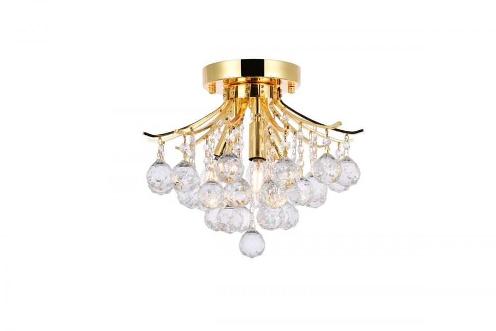 Toureg 3 light Gold Flush Mount Clear Royal Cut Crystal
