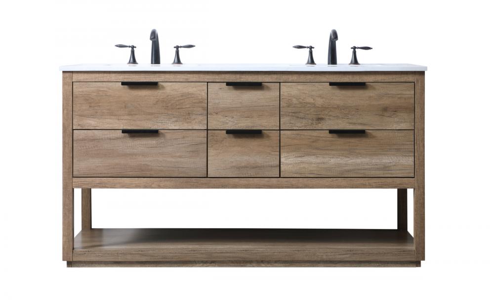 Vanity Cabinet 4Dw 60x22x34 Natural Oak