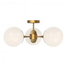 Alora Lighting SF505326MBOP - Nouveau 26-in Matte Black/Opal Matte Glass 3 Lights Semi Flush Mount
