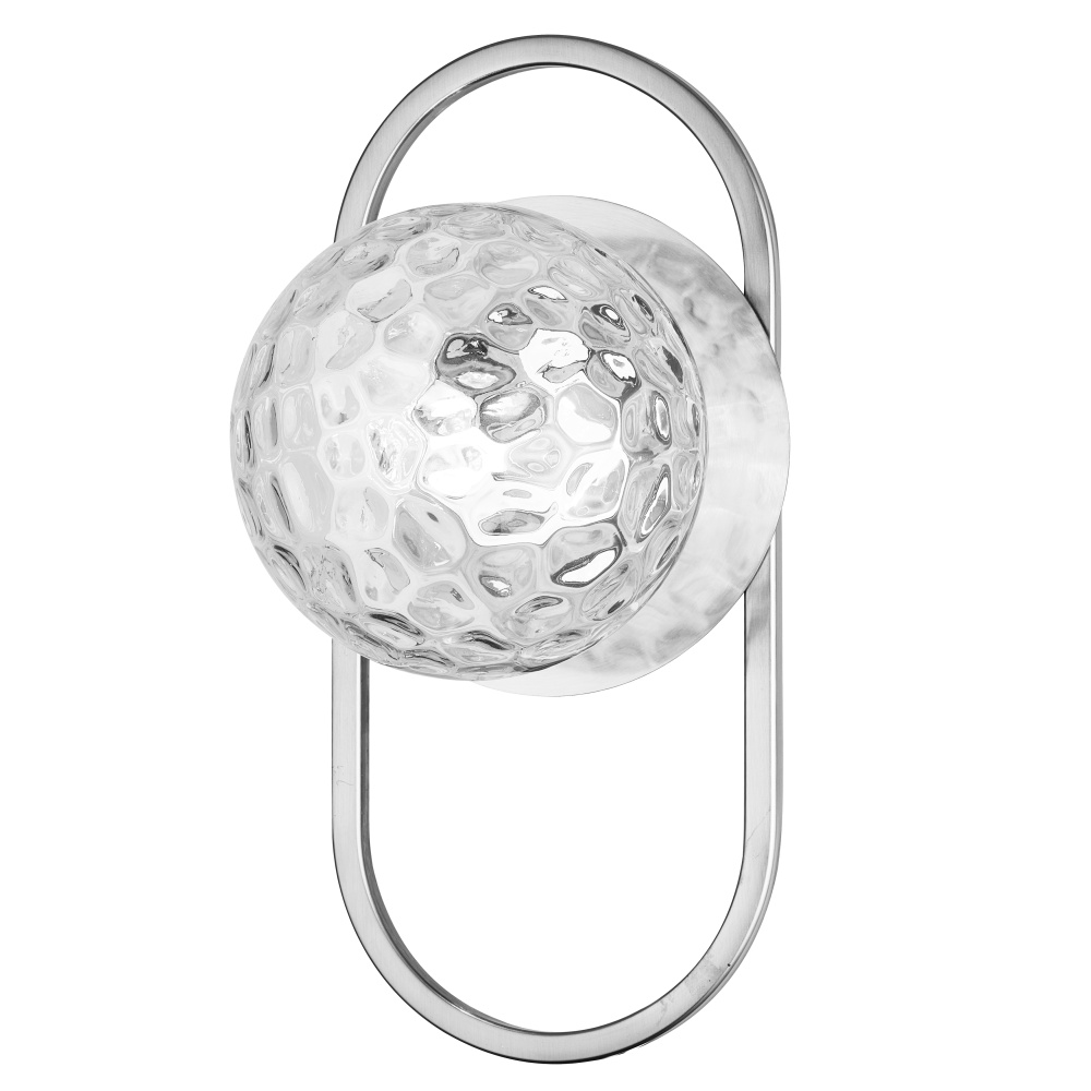 1 Light Polished Chrome Wall Sconce w/ Clear Hammered Glass