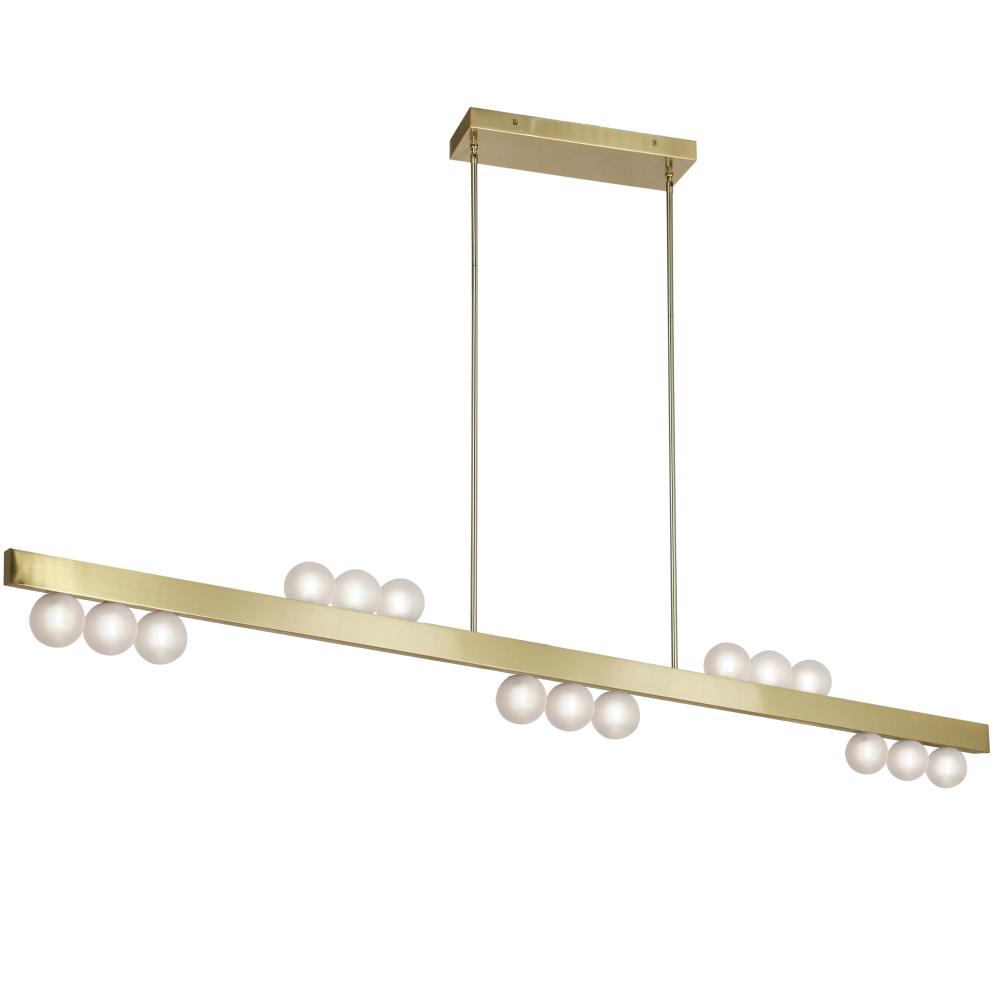 15 Light Horizontal Pendant in Aged Brass w/ Frosted Glass