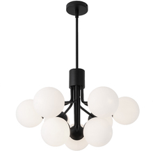 Dainolite AMA-249C-MB - 9 Light Halogen Chandelier, Matte Black with Opal Glass