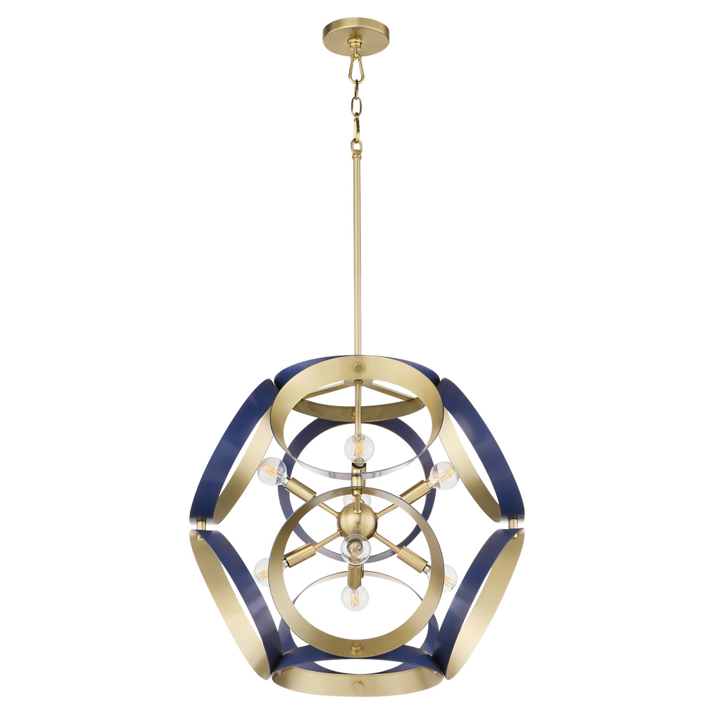 DOMAIN 22&#34; PENDANT - BLUE/AGED BRASS