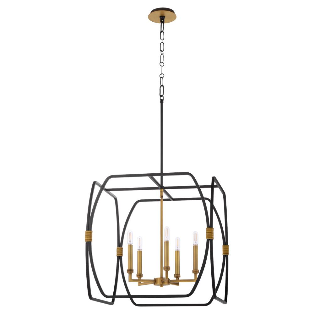 BISHOP 20&#34; 5 LIGHT PENDANT - MB/BRUSHED BRASS